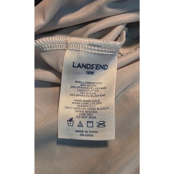 Lands End Underwire Square Neck Tankini‎ Top Navy /White Floral Sz 18W - Picture 4 of 6